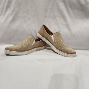 UGG Adley Perf Stardust Metallic Gold Leather Slip-On Shoes. Size 7